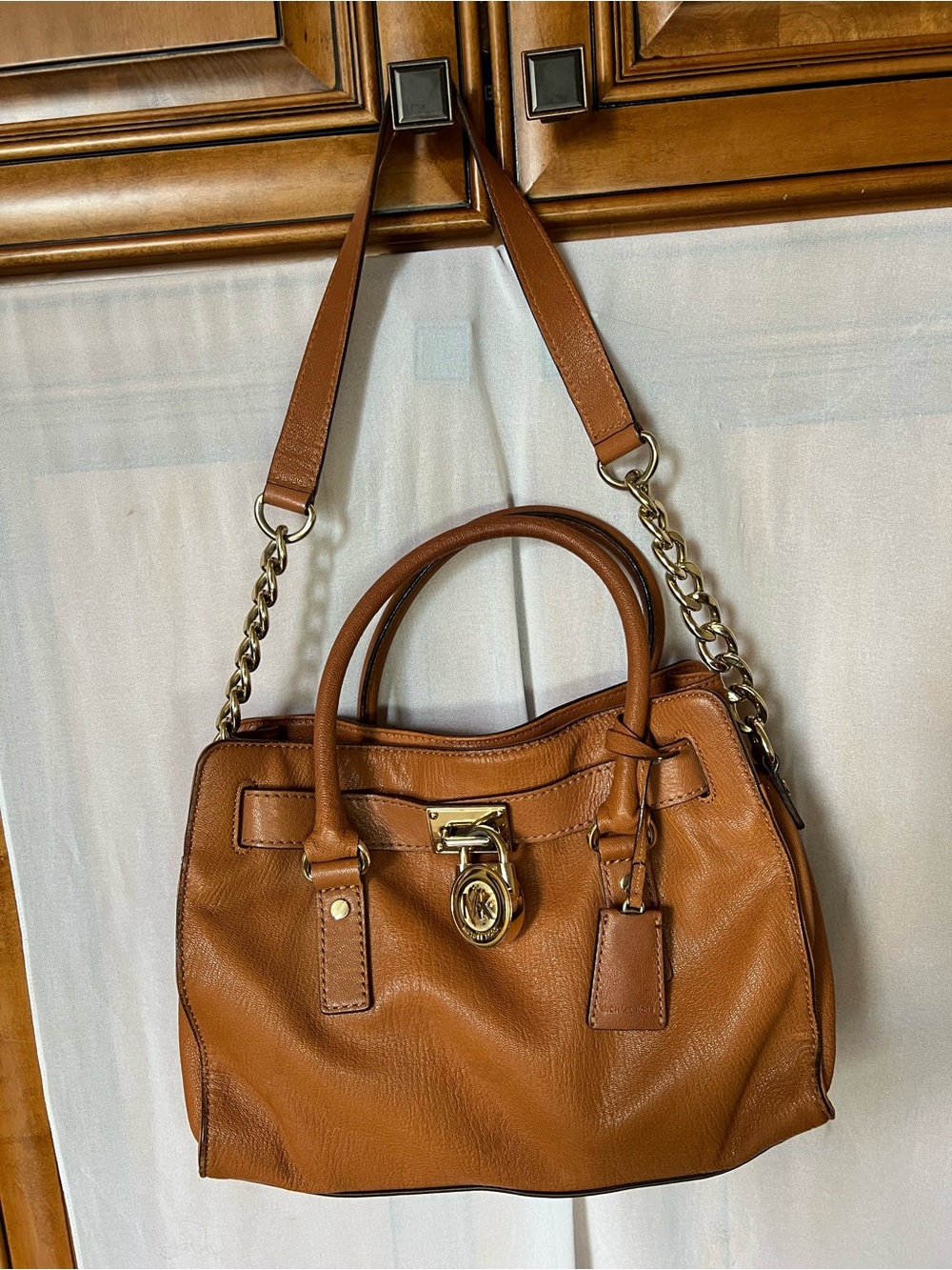 Michael Kors Hamilton Leather Satchel Bag Cognac Tan (Very Good Condition) - Picture 2 of 11